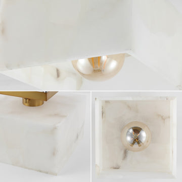 Alessia 1-Light Modern Contemporary Alabaster/Iron Cube LED Semi Flush Mount - JONATHAN Y